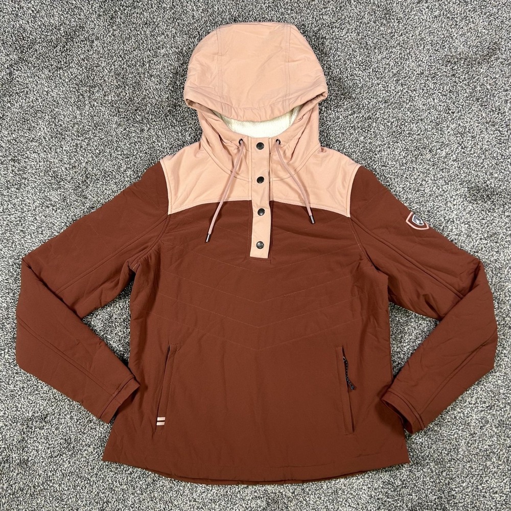 Kuhl Aero Fleece Pullover Hoody Jacket Women Small Cinnamon Rose 1/4 Snap Button
